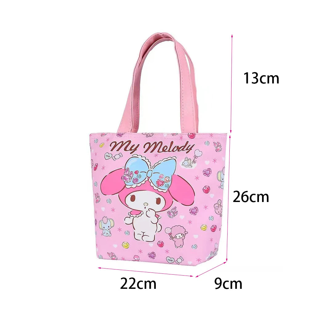 Hello Kitty Printing Purse Coin Purse Cosmetic Bag Cute My Melody Canvas Cartoon Kawaii Pouch Makeup Case Box Travel Lunch Bags