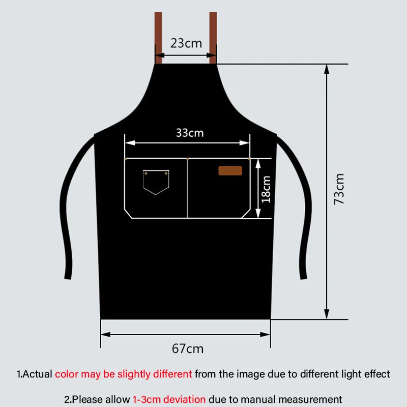 1pcs Kitchen Waterproof Apron,Chef Apron for Men Women,Cotton Canvas Household Work Aprons for Shop Garden Restaurant Cafe