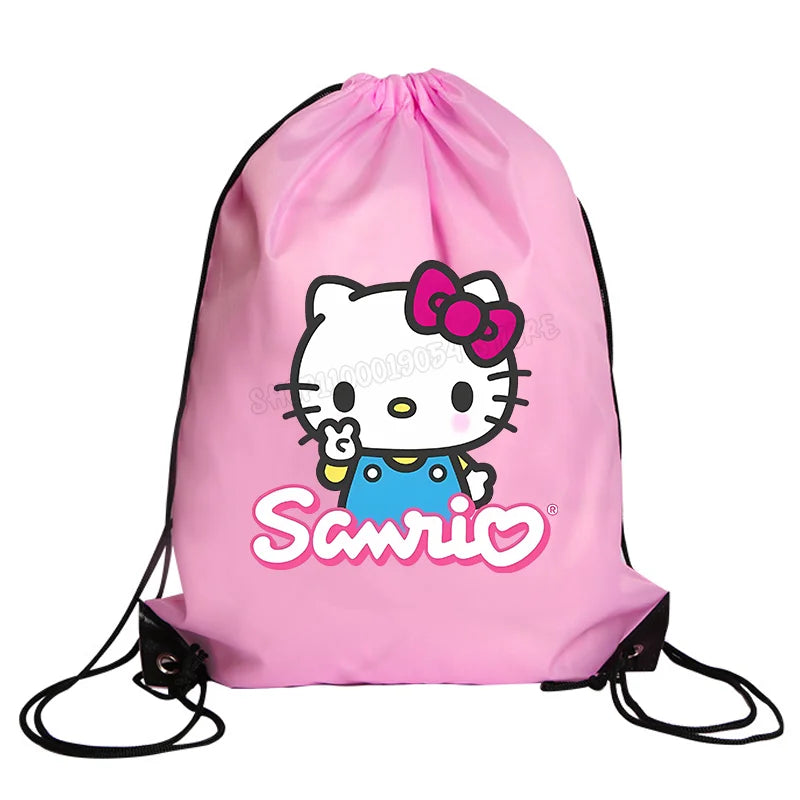 Hemasa Hello Kitty Drawstring Bag Sports Waterproof Backpack   Bags Birthday Cute Gift
