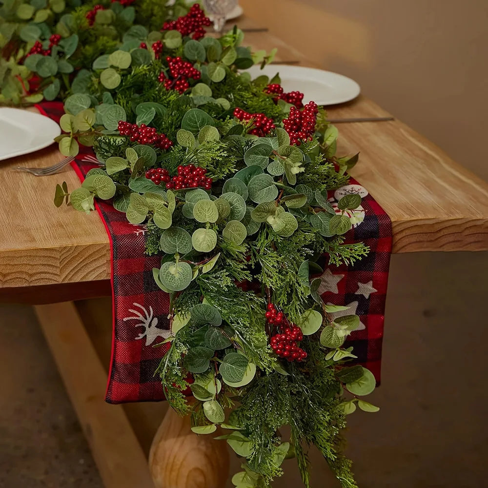 YeeNanee Real Touch Christmas Cypress Garlands Artificial Cedar Pine Vine for Stairs Railing Table Mantle Christmas Home Decor