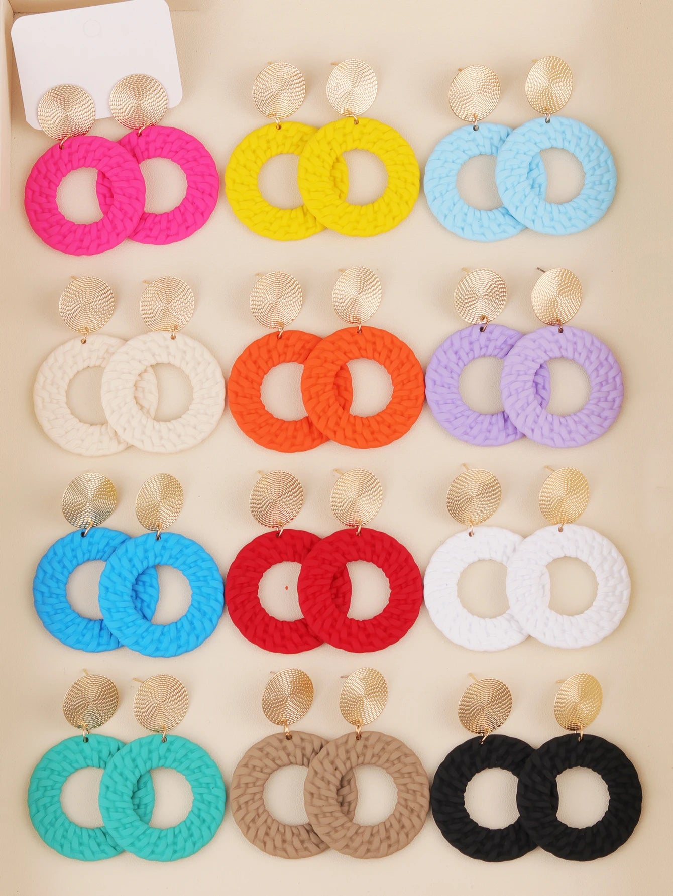 Bohemia Simulation Rattan Weave Spray Painting Acrylic Earring For Women Fashion Round Candy Colored Dangle Earrings Gift