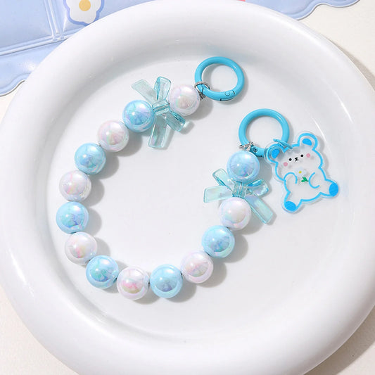 Keychain Lanyard with Colorful Beaded Not Easy to Break Superior Material Bag Charms for Bag Key Car Interior Decoration