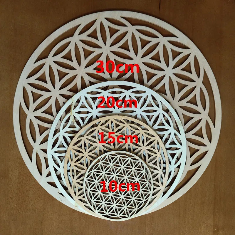 10/15/20/30cm High Quality Wooden Wall Sign Flower Of Life Sacred Geometry Home Decoration Wood Coaster for Home Wall Decor