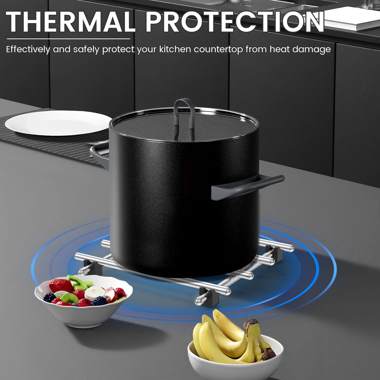 Tejesa 4Pcs Square metal pot mat coaster insulation pad suitable for dishes casserole hot pot table cookware stand placemat kitchen tools