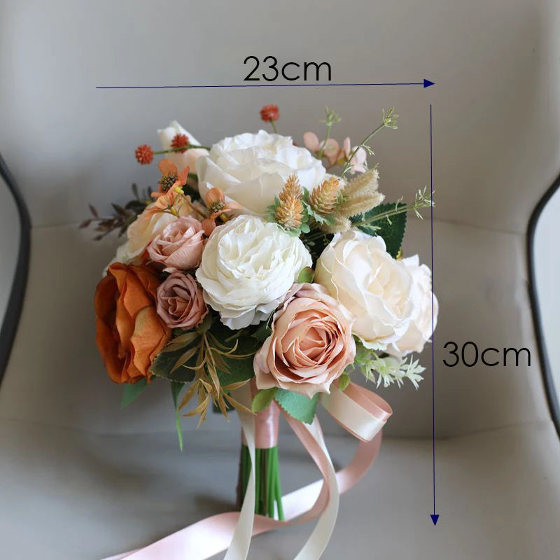 YeeNanee Wedding Bouquets for Bride White Blue Artificial Rose Flowers Bridal Bouquet Rustic Wedding Ceremony Anniversary Decor
