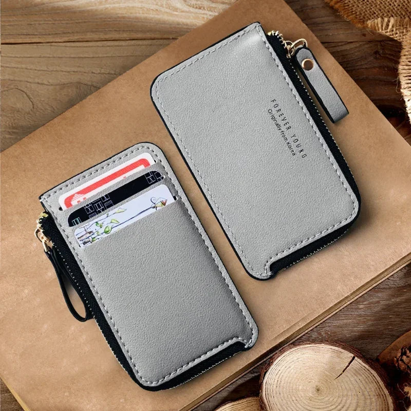 Fashion Slim Men's Leather Small Wallet Credit Card Holder Wallet For Men Small Cash Zipper Coin Purse Men Leather Wallet