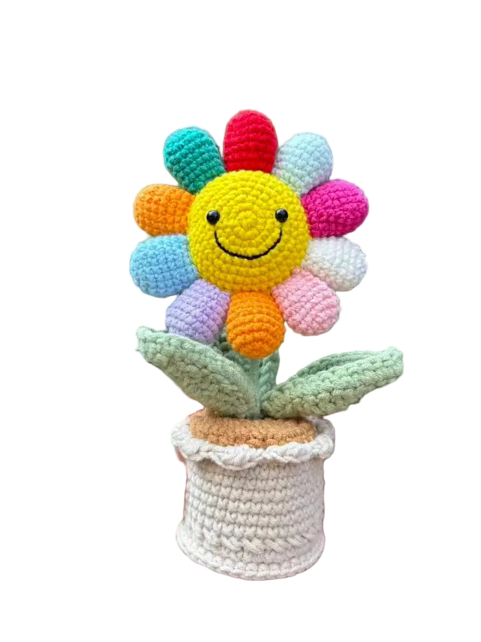 Hemasa Crochet  Colourful  Kintted  Potted  Sunflowers Table Decor Graduation Gift