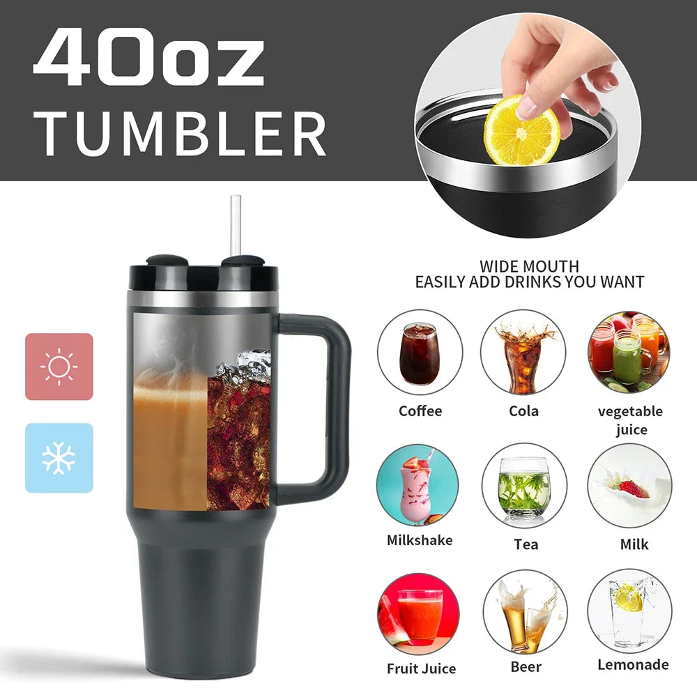 Hemasa 40oz Stainless Steel Thermal Mug Large Capacity Insulated Coffee Cup