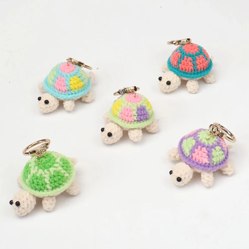 Hemasa Cute Turtle Keychain Lovely Crochet Turtle Pendant /Handwoven Animal Key Ring