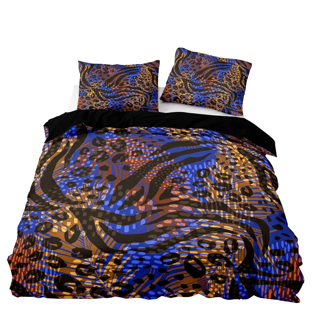 Hemasa American Style Bedding Set Queen Pink Leopard Pattern Duvet Cover with Pillowcase Single Double King Soft Comforter Bed Cover