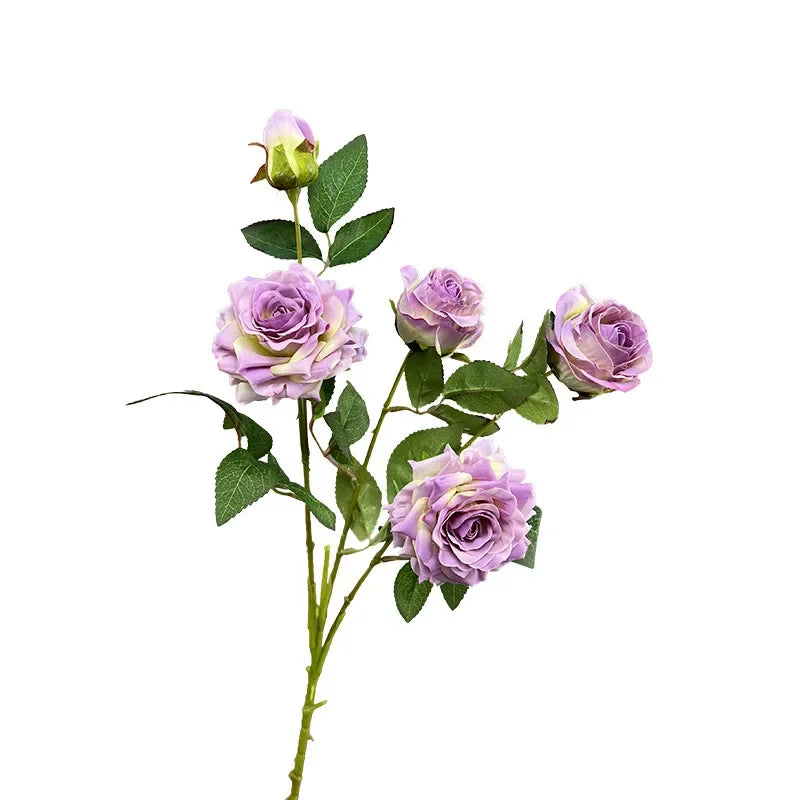 5Pc Artificial 5head Rose Silk Flowers for Wedding Background Layout Fake Rose Flowers Home Party Decoration Flower Arrangement