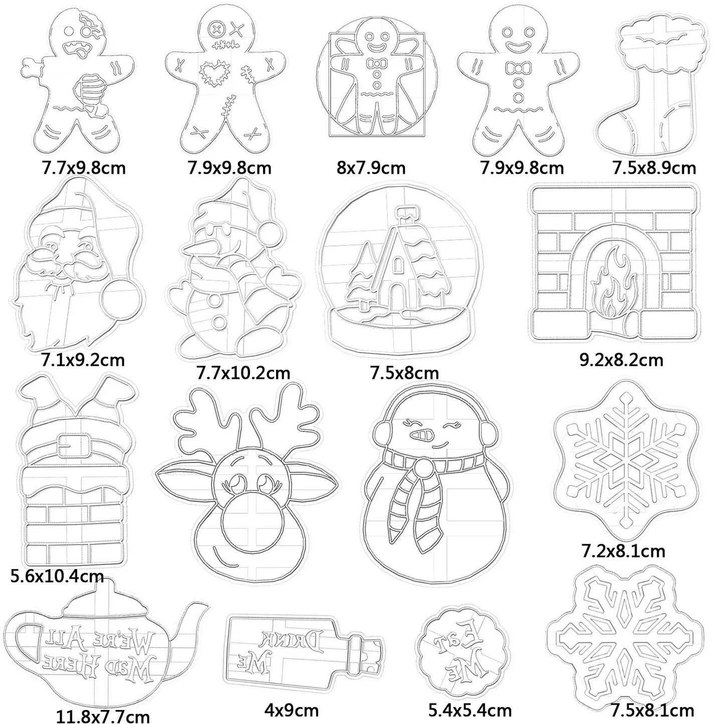 Christmas Gingerbread Cookie Cutters DIY Snowflake Santa 3D Plastic Biscuit Mold Stamp Fondant Pastry Cartoon Baking Supplies
