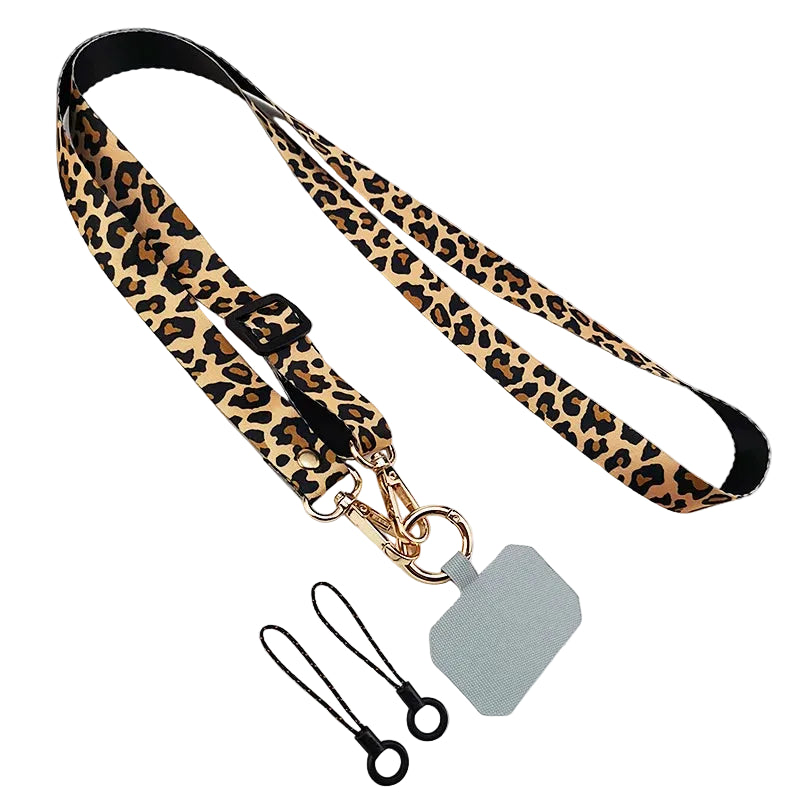 Tejesa Leopard Print Crossbody Cell Phone Lanyard Strap Neck Cord Mobile phone Lanyards Chain With Universal Gasket for All Phone Case