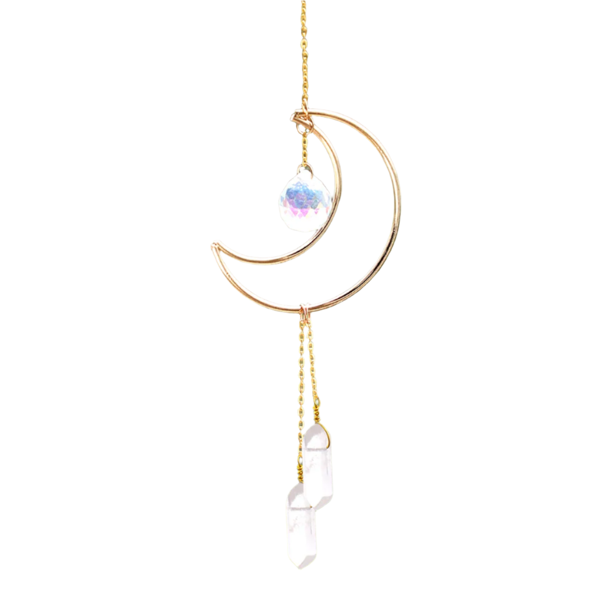 Hemasa Moon Suncatcher Car Crystal Pendant Hanging Prism Clear Quartz Reiki Healing Crystal Sun Catcher Ornament Home and Garden Decor