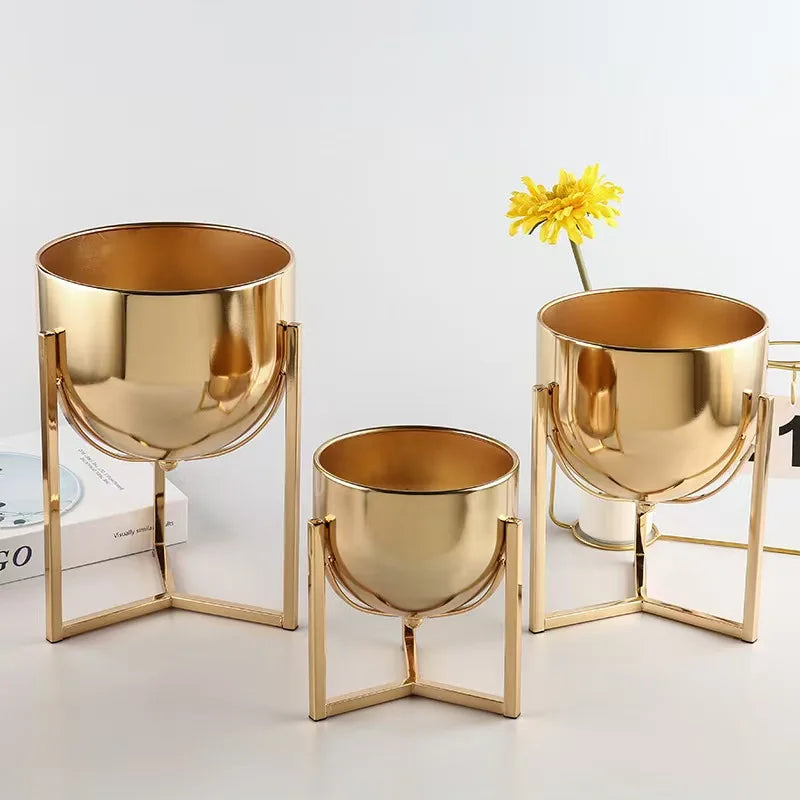 Modern Hotel Gold Metal Flower Vase Centerpiece Flower Pot Decoration Wedding Event