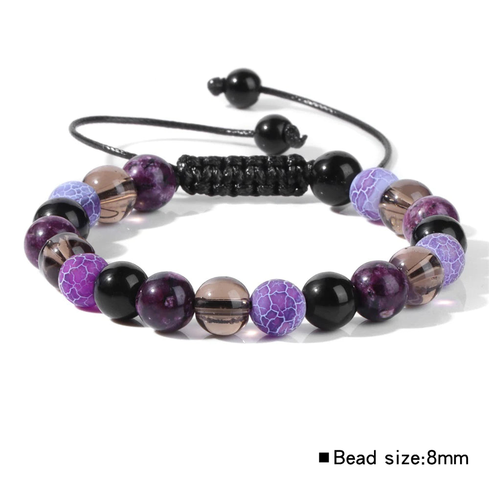 Tejesa 8MM Mix Natural Stone Braided Bracelet Smoky Quartz Beaded Bracelets For Women Men Balance Energy Woven Wristbands Jewelry Gift