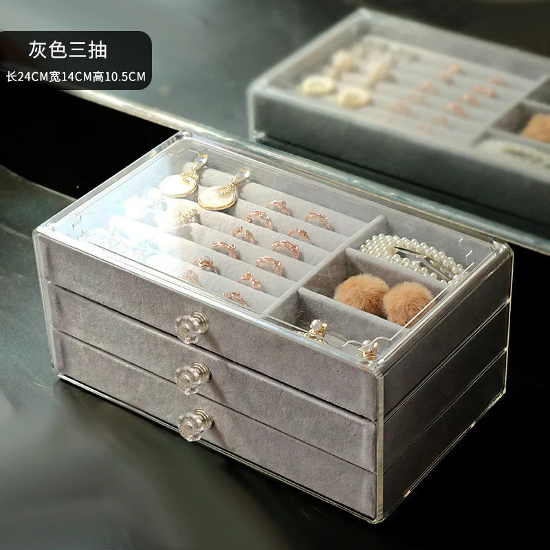 Three-Layer Desktop Jewelry Box Cosmetic Storage Rack Earring Display Stand Watch Pin Display Stand Multi-Purpose Plastic Sto...