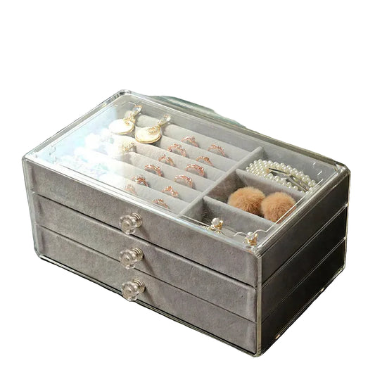 Three-Layer Desktop Jewelry Box Cosmetic Storage Rack Earring Display Stand Watch Pin Display Stand Multi-Purpose Plastic Sto...
