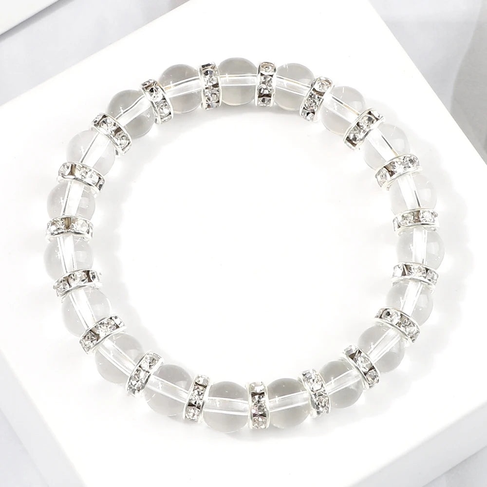 Hemasa Fashion Charm Natural Stone Women Bracelet /Colorful Rhinestone Transparent  Beads Bracelets