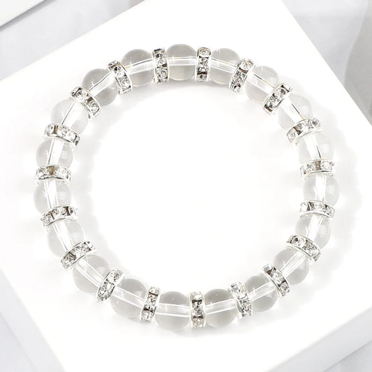 Hemasa Fashion Charm Natural Stone Women Bracelet /Colorful Rhinestone Transparent  Beads Bracelets
