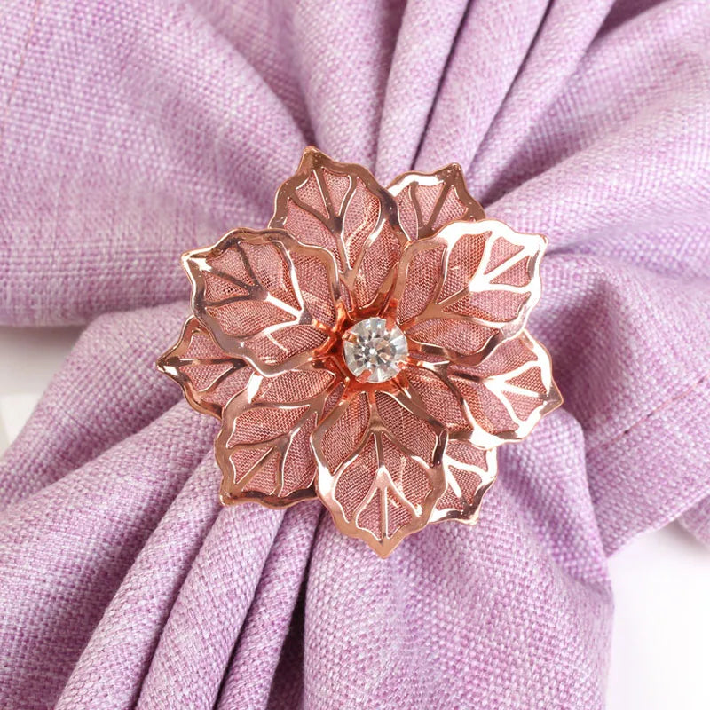 Hemasa  12 PCS Flower Napkin Rings Holders  For Hotel /Banquet Wedding P/arty Event Dining Table Decoration