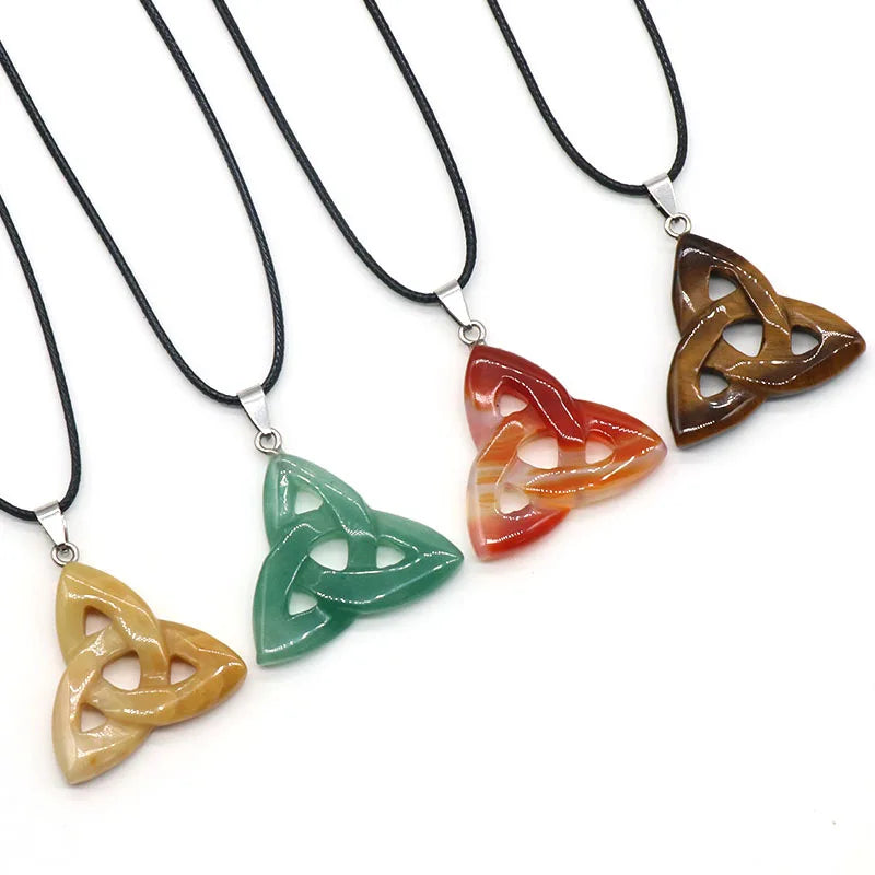 Hemasa  Natural Stone Celtic Knot Tiger Eye Rose Crystal Pendant For  Girls/Women