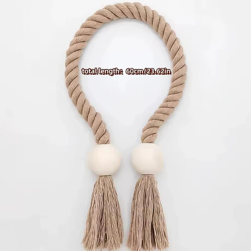 2pcs Magnetic Wood Beaded Curtain Strap Curtain Buckle Clips Holdbacks Curtain Tie for Living Room Bedroom Home Decoration