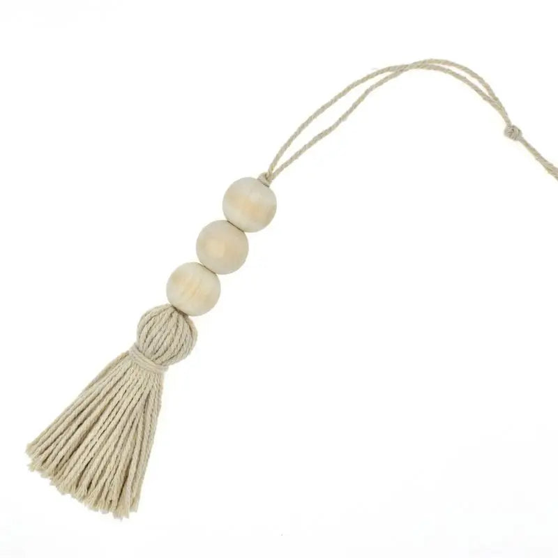 2Pcs Tassle Farmhouse Beads Natural Wood Bead Garland Kids Baby Nursery Room Decor Rustic Wedding Vase Ornament