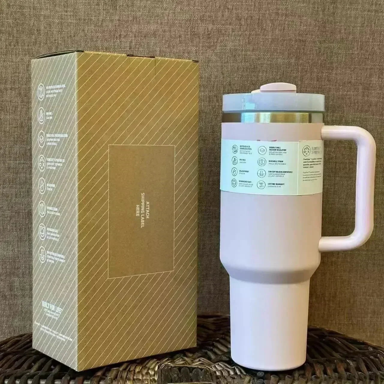 Hemasa 40oz Tumbler FlowState Straw Lid Stainless Steel Vacuum Insulated Car Mug /Double Wall Thermal Iced Travel Cup bottle