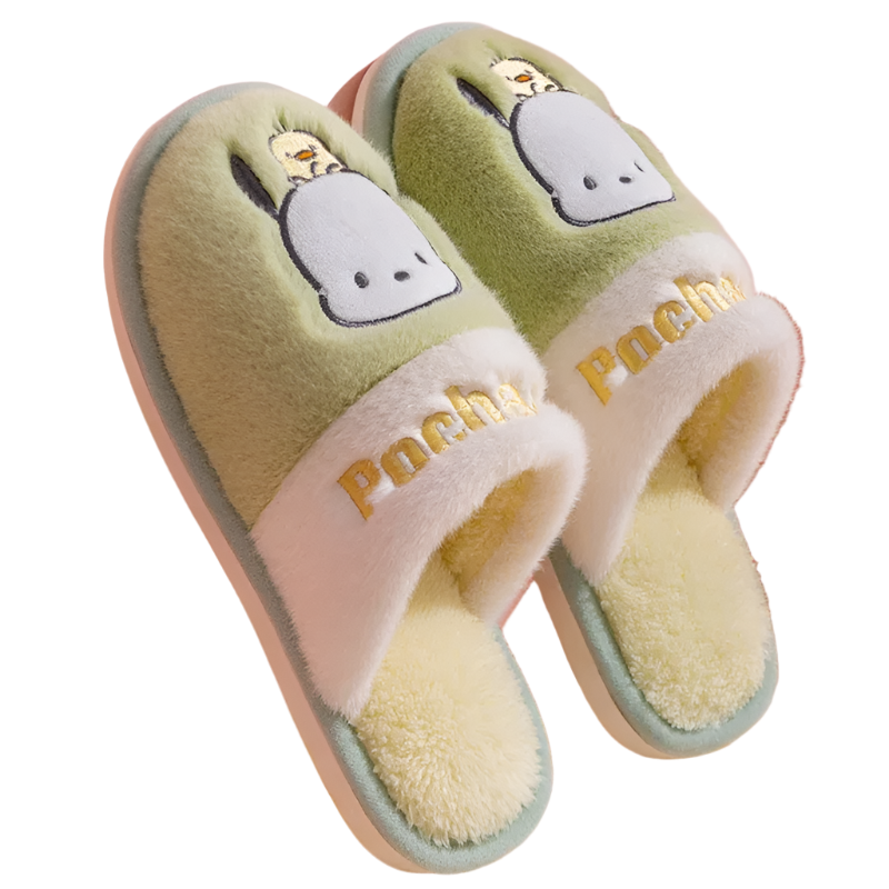 Hemasa Hello Kitty Plush Slippers   Warm Winter Indoor Slippers Flat Casual Non-slip Girl Christmas Gift