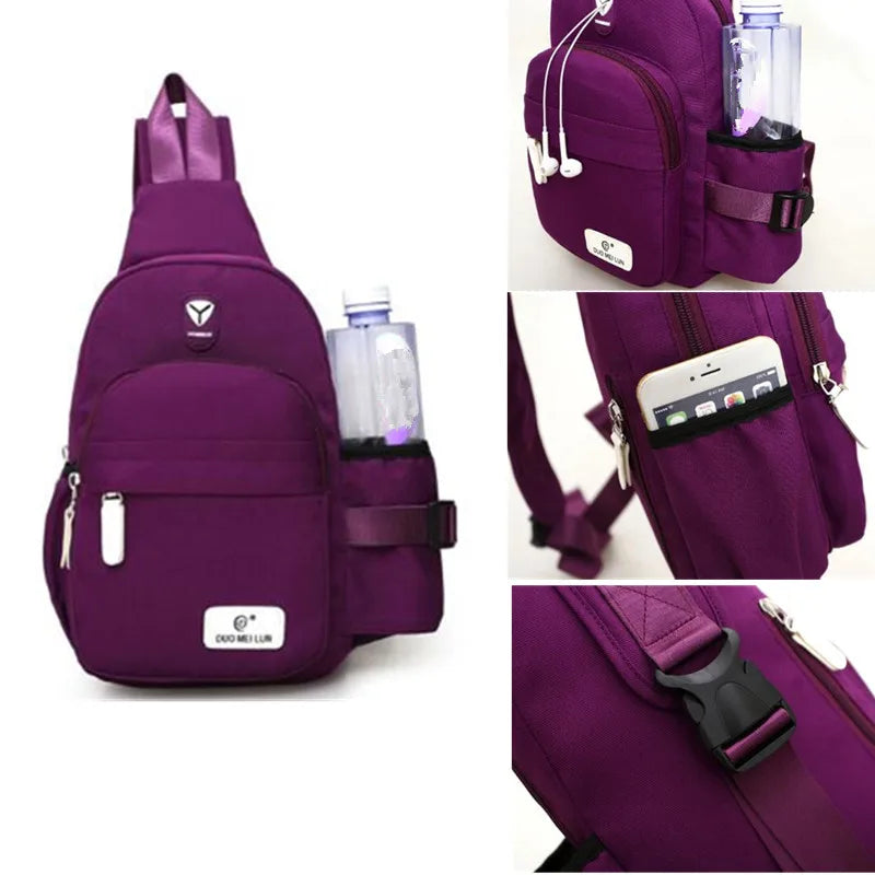 Hemasa Short Trip Messengers Bag Women Shoulder Bags Oxford Crossbody Bags Multi-pocket Sling Chest Bag School Summer