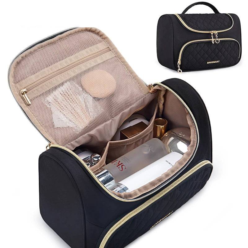 Hemasa Travel Makeup Bag/ Make Up Organizer Case Large Open Pouch for Women / Cosmetic bag for Toiletries
