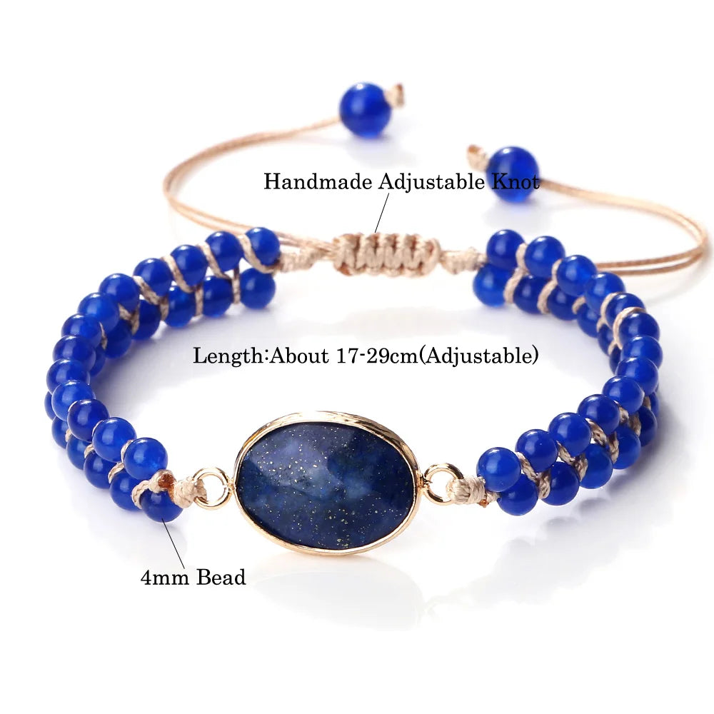 Natural Lapis lazuli Healing Beads Bracelets For Men Handmade Charm Natural Stone Beaded Bracelets Women Yoga Meditation Jewelry