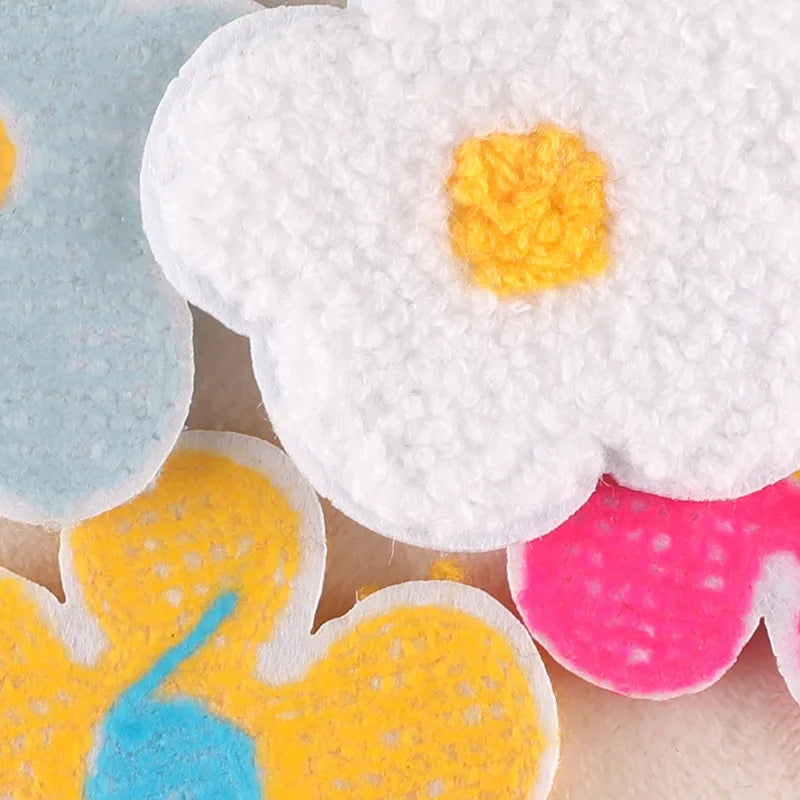 18pcs Chenille Flower lot Cute Embroidered Fabric Patches For Clothing Ironing On Sew Mochila Parches Kids Girls Applique Jacket