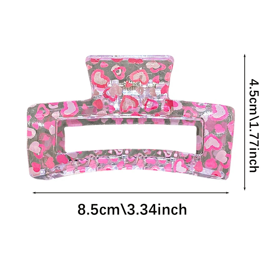 6 square fruit printed hair claws for women, simple and elegant, suitable for daily travel