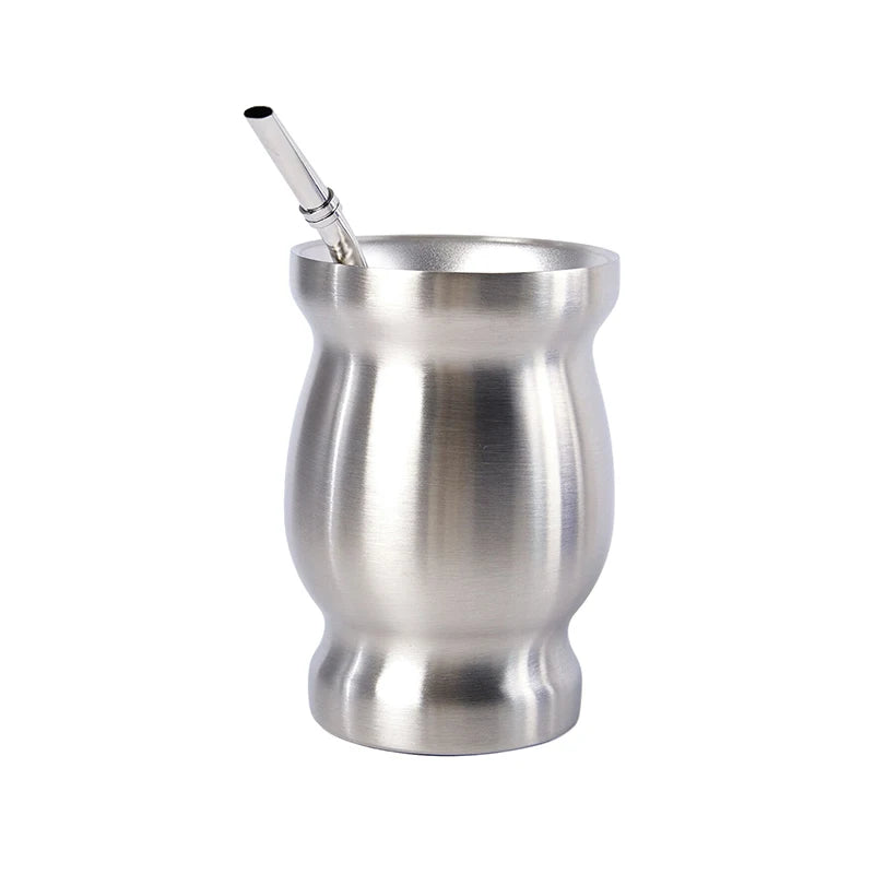 New 1pc Yerba Mate Cup 304 Stainless Steel 8oz Argentine Yerba Mate Gourd With Bombillas