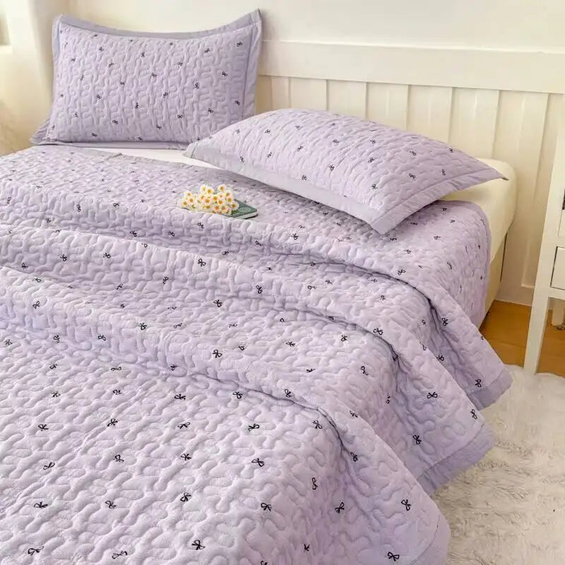 1Pc Purple Flower Bedspreads For Bed Thick Patchwork Blanket Single/Queen/King Floral Style Quilted Duvet Soft Bedspread