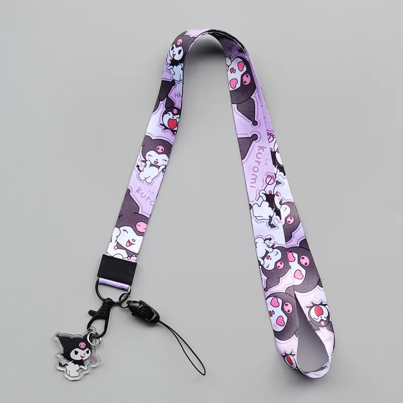 Anime Hellokitty Phone Lanyard Cartoon Flat Woven Strap Kawaii Kuromi My Melody Cospaly Kids Toys Birthday Gifts