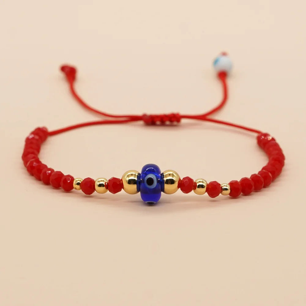Tejesa Mexican Summer Beach Charm Eye Pulsera Women Bohemian Fashion Jewelry Couple Handmade Friendship Rope Red Crystal Bead Bracelet