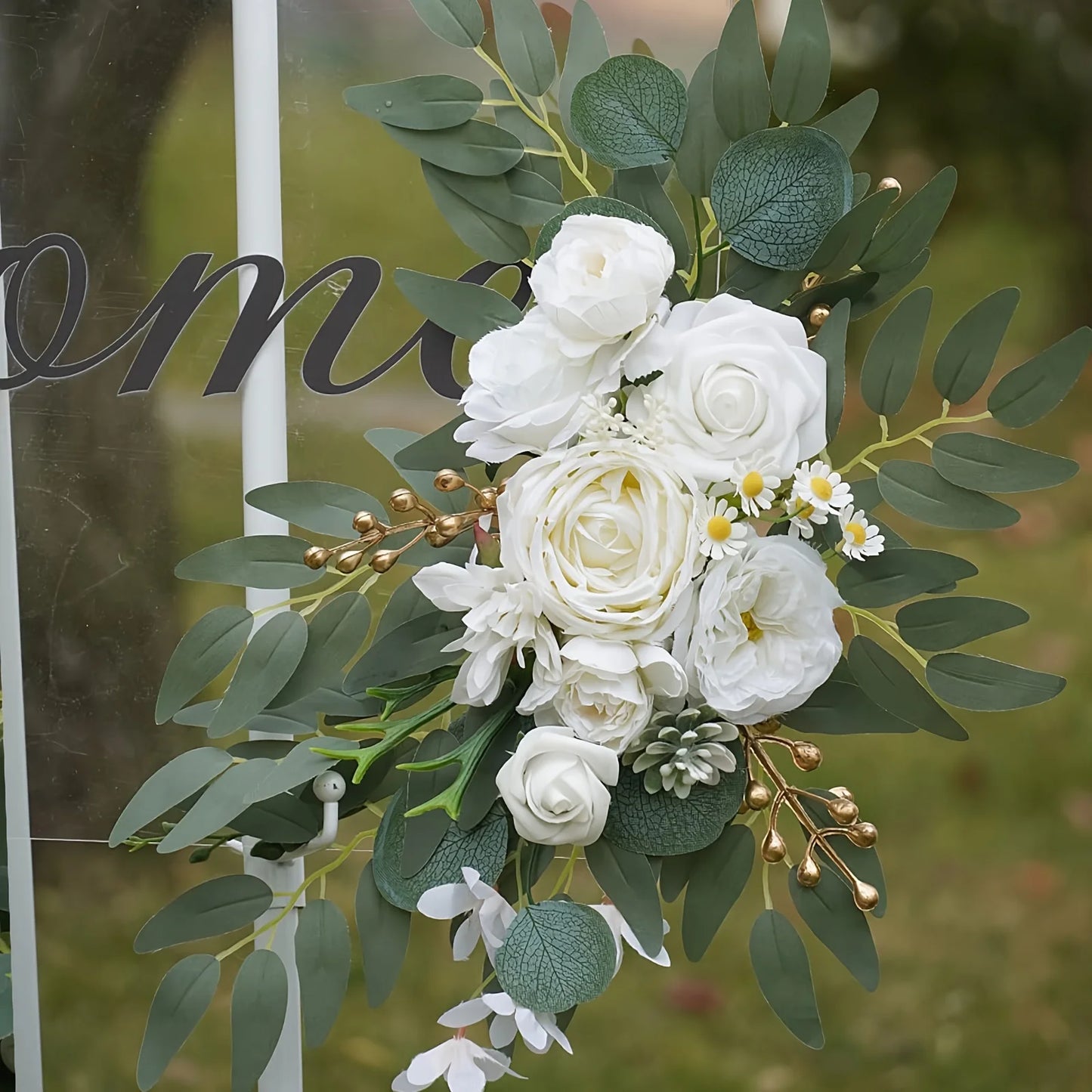 2pcs Wedding Decorative Artificial Flowers, Wedding Arch Flowers, Wedding Welcome Signs and Background Decorative Fake Flowers