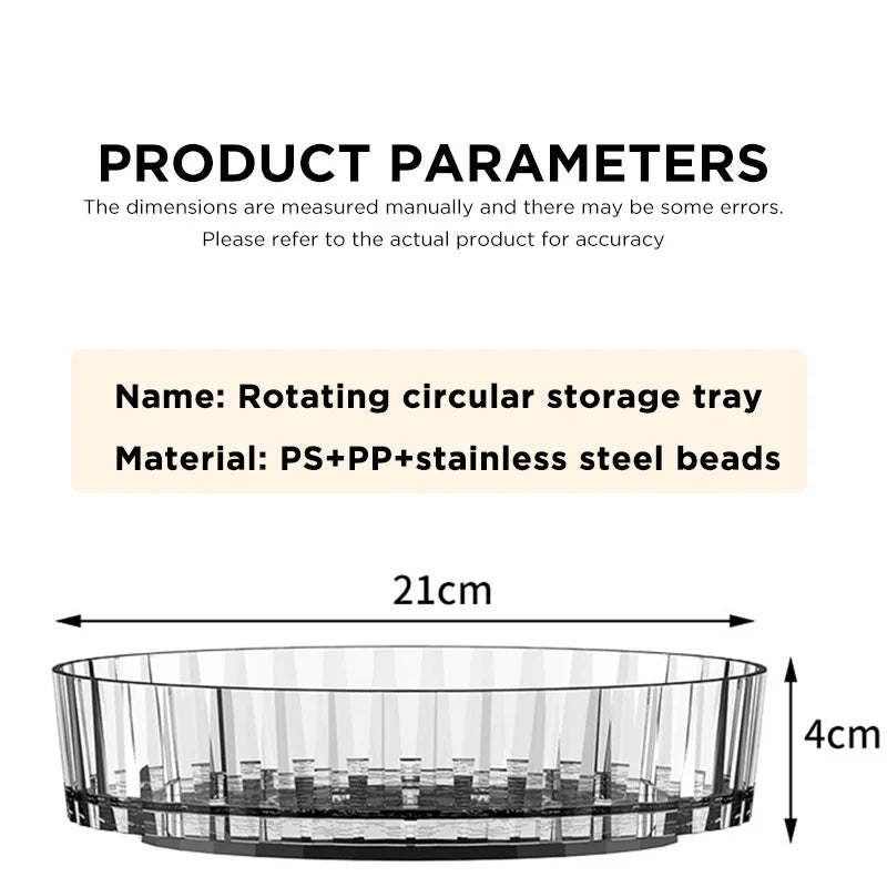 Hemasa Rotating Tray Spice Rack Pantry Cabinet Turntable With Base Storage Bin Kitchen Organizer For Seasoning Cosmetic Storage Box