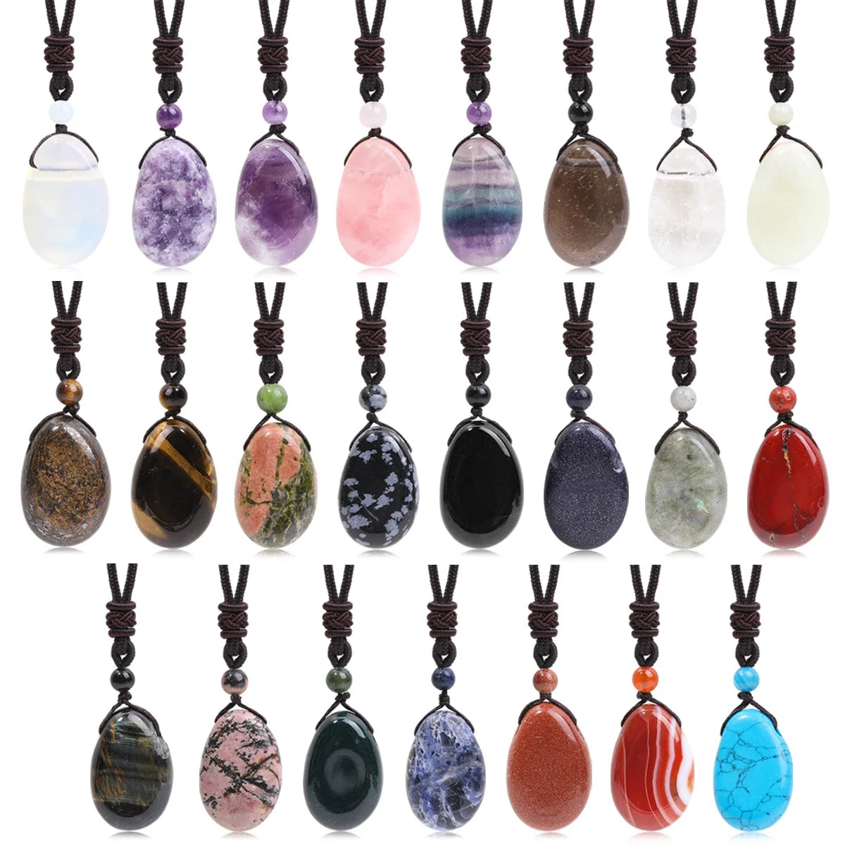 Hemasa Natural Gemstone Amethyst Rose Quartz Clear Quartz Necklace Pendants For Men And Women Health Wealth jewelry