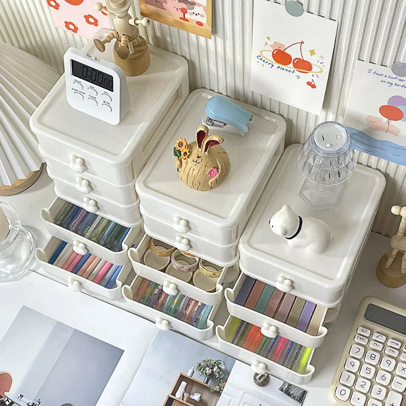 Bview Art Cartoon desktop organizer small drawer desk plastic mini storage box rabbit stationery storage boxes