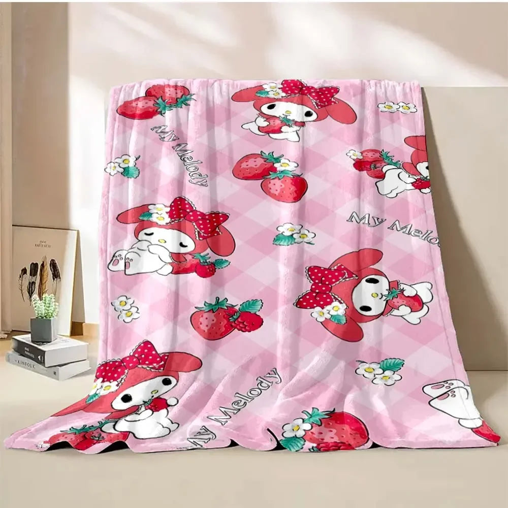 My Melody Flannel Blanket Sanrio Soft Fluffy Quilt Thicken Plush Nap Blanket Cartoon My Melody Sofa Blanket Child Adult Gift