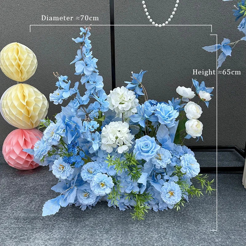 Romantic Purple Rose Hydrangea Aisle Floor Flower Wedding Backdrop Arch Decor Hang Floral Row Table Centerpieces Ball Party Prop