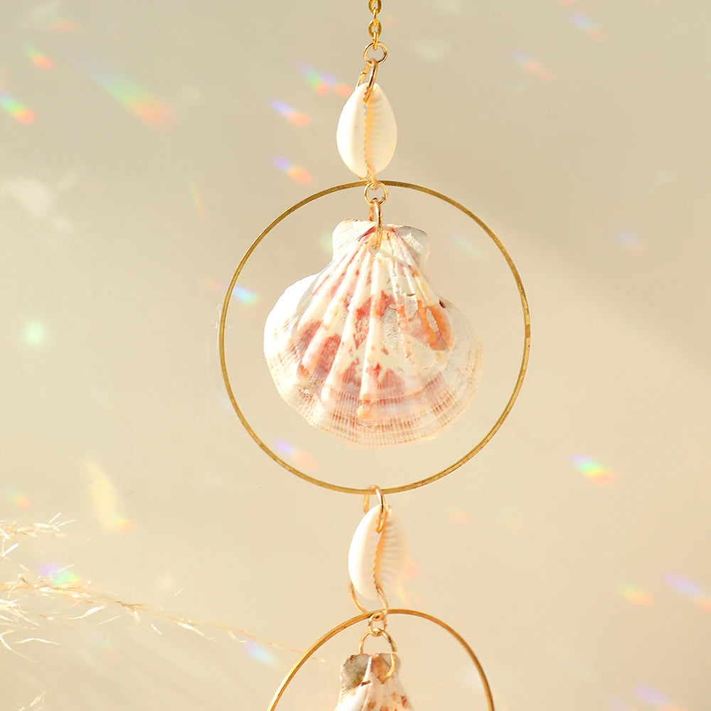 Hemasa Shells Sun Catcher Crystal Rainbow Prism Garden Decoration Sun Catchers Crystal Light Catcher Real Conch Hanging Window Ornament