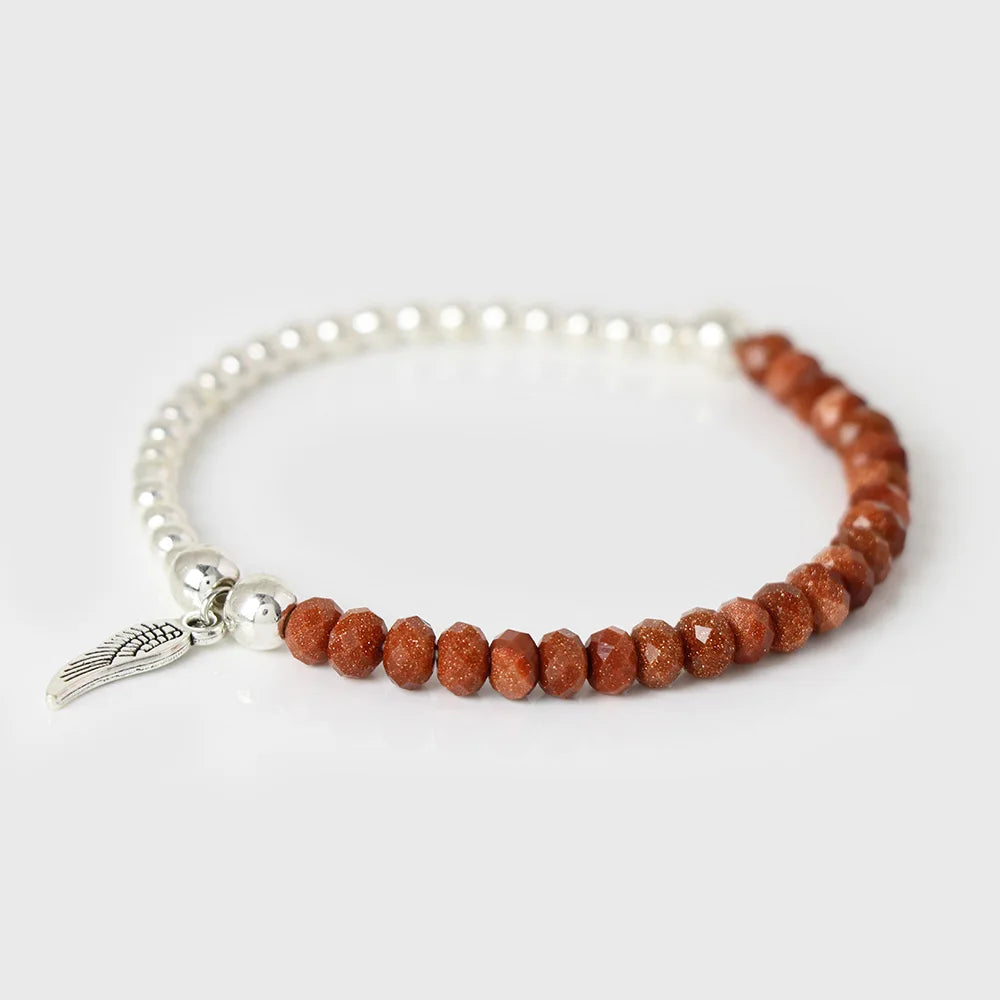 Fashion Angel Wing Charm Bracelet Faceted Natural Stone Bracelets Labradorite Beads Lucky Bracelet for Men Women Energy Jewelry