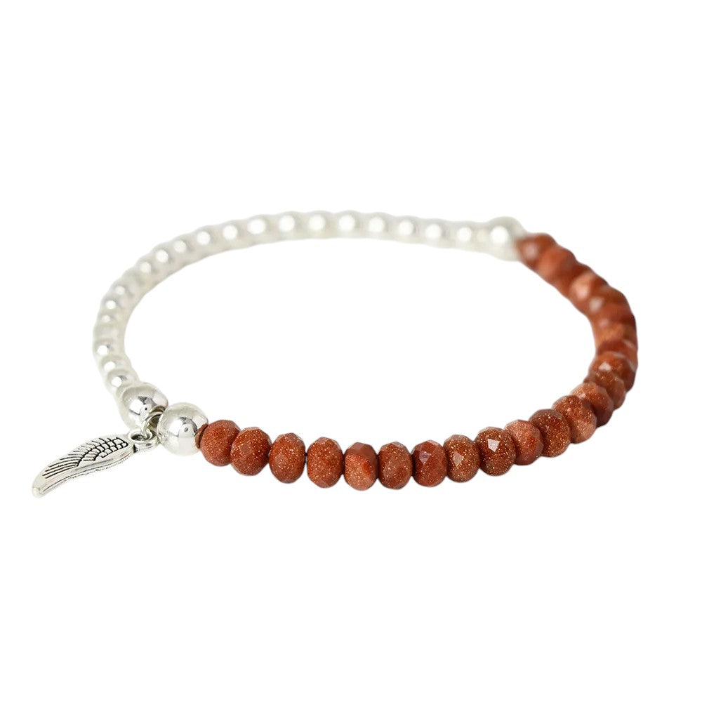 Tejesa  Angel  Faceted Natural Stone Bracelets Labradorite Beads Lucky Bracelet for Men /Women