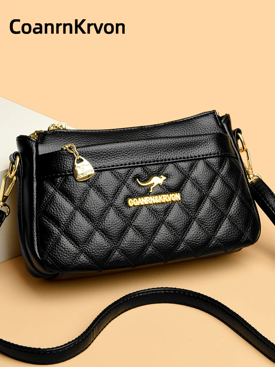 Hemasa Leather Handbag  Zipper Storage Small Bag Multifunctional Underarm Bag Small Square Bag Women