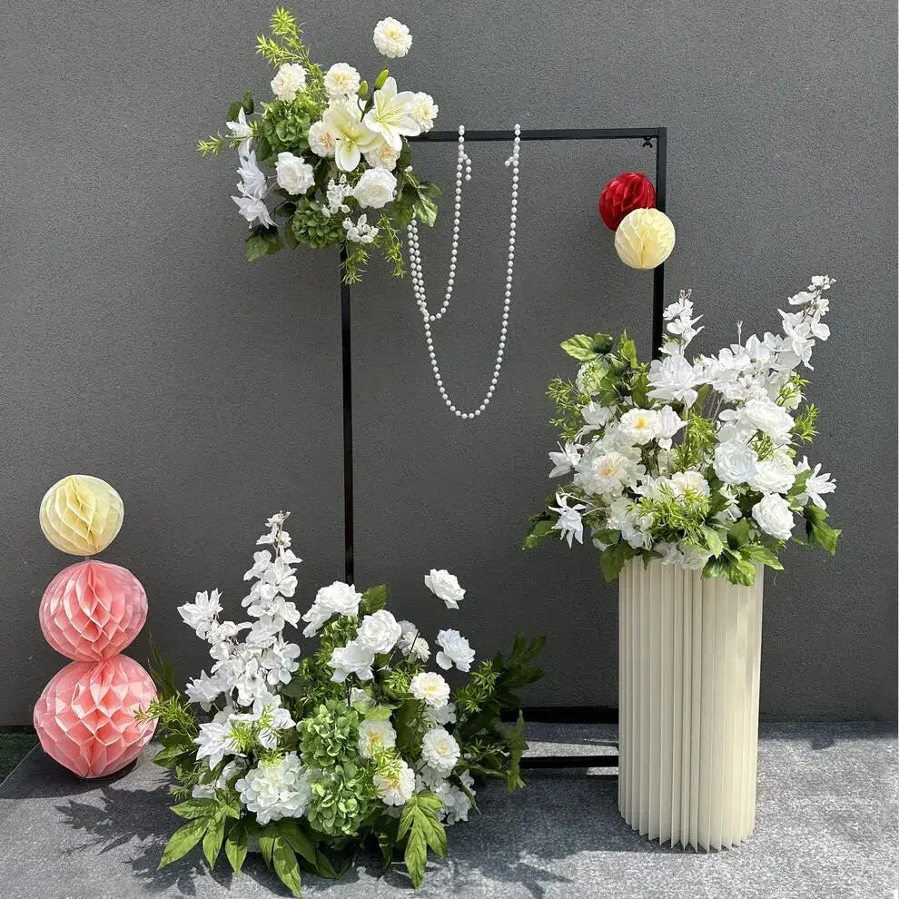 Romantic Purple Rose Hydrangea Aisle Floor Flower Wedding Backdrop Arch Decor Hang Floral Row Table Centerpieces Ball Party Prop